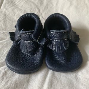Freshly Picked Newborn Navy Blue Moccasins